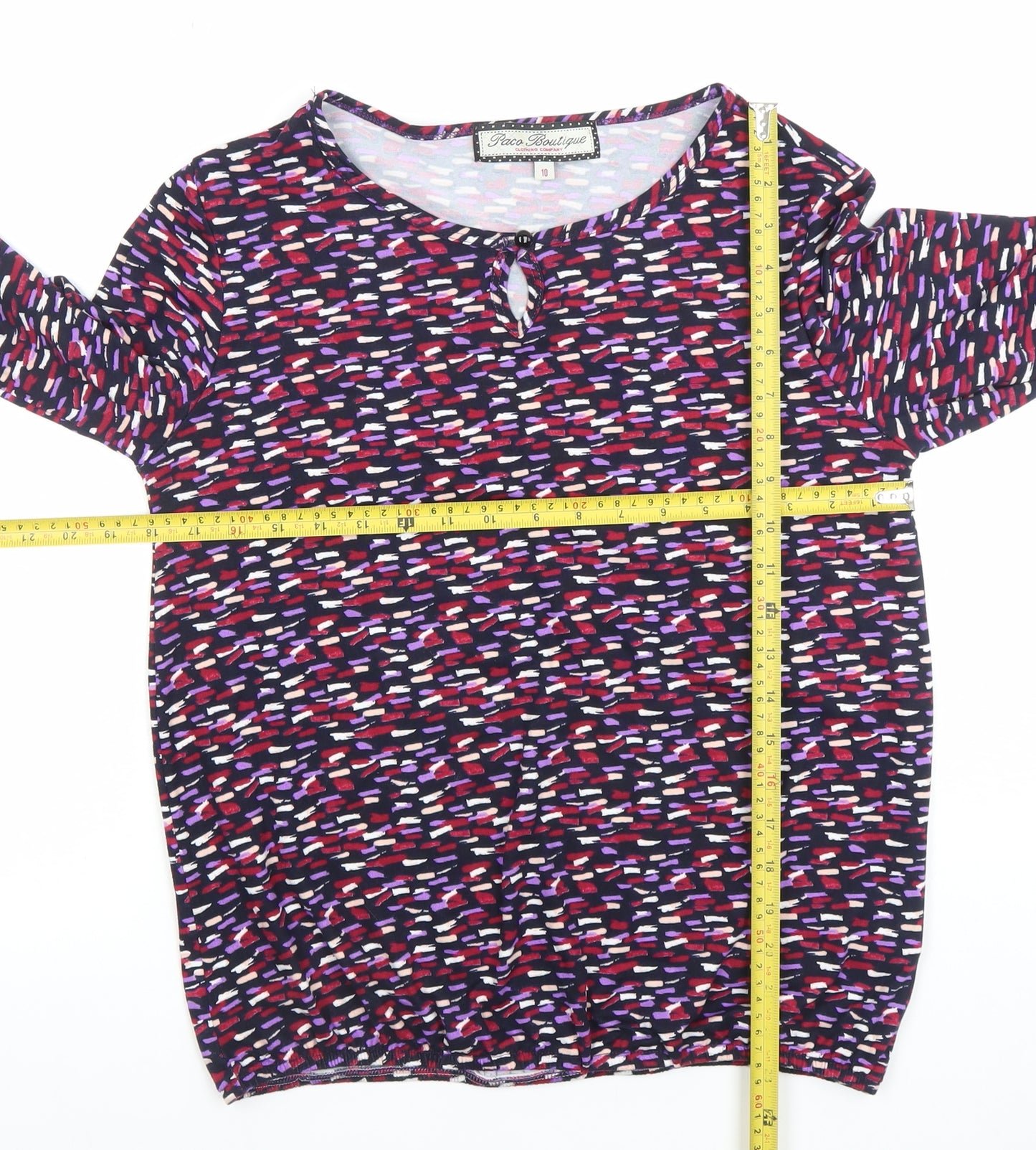 Grace Boutique Women’s Multicoloured Blouse Size 10 Jersey Long Sleeve