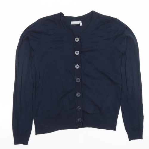 Fransa Women's Blue V-Neck Button Cardigan Size M Lightweight Knit