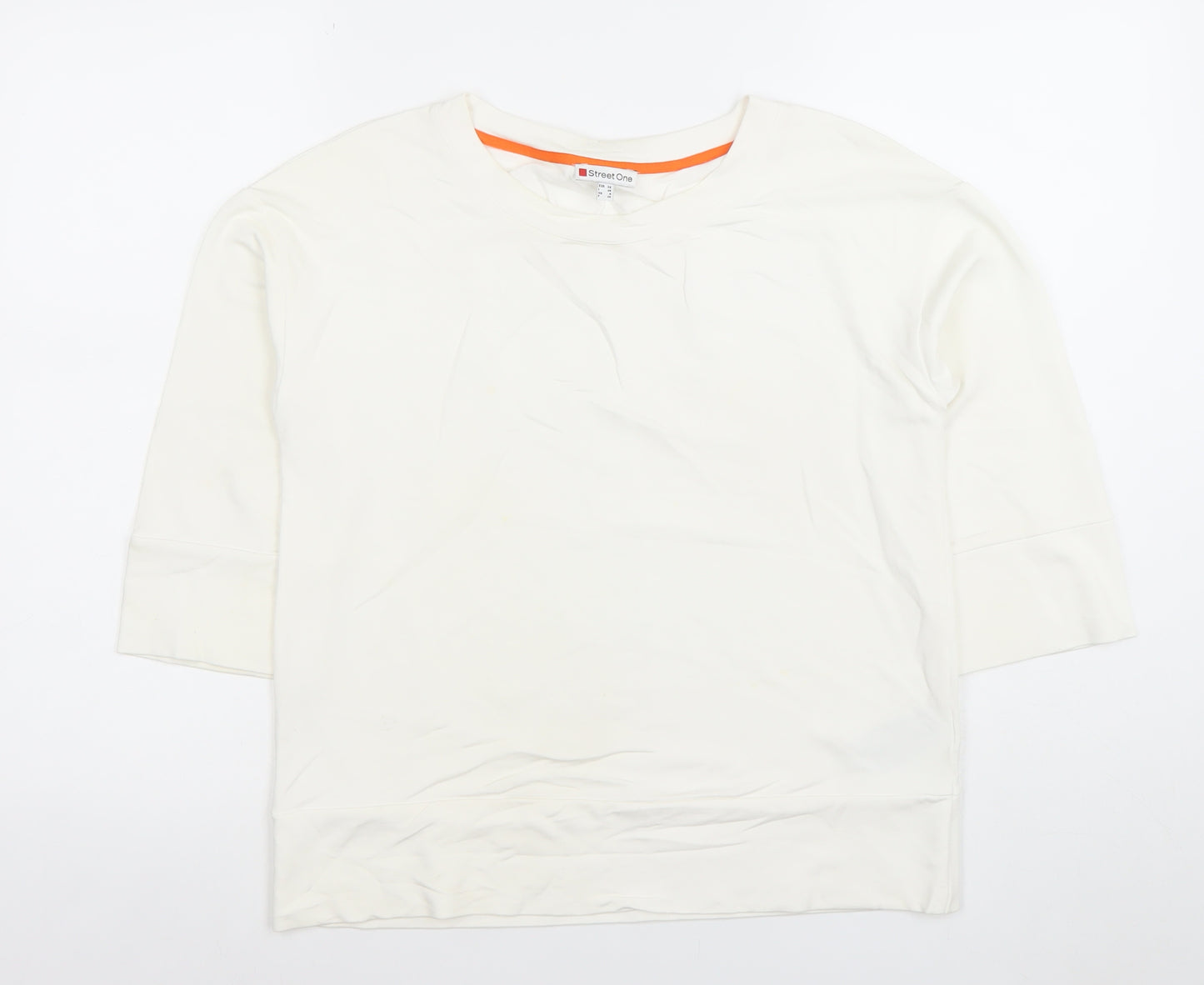 Street One Womens Ivory 3/4 Sleeve Basic Jersey Top Size 10