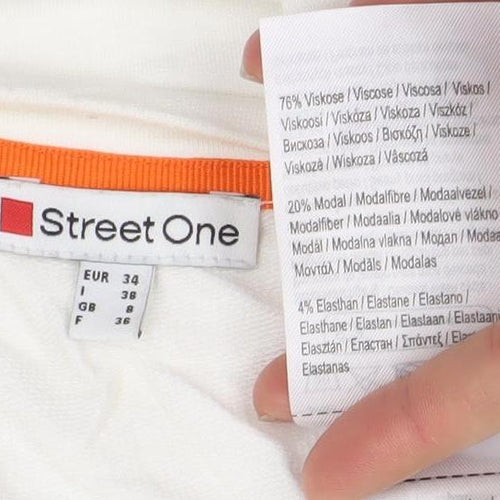 Street One Womens Ivory 3/4 Sleeve Basic Jersey Top Size 10