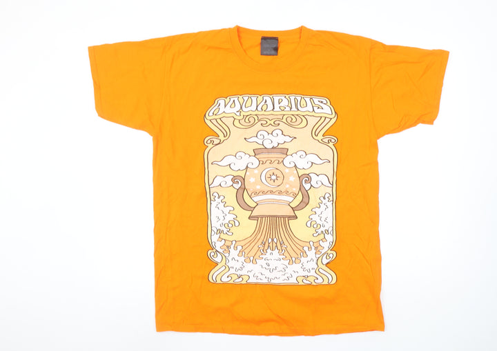 HNR LDN Unisex Orange Aquarius Graphic Cotton T-Shirt Size M