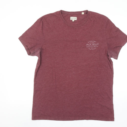 Jack Wills Men Red Marl Crew Neck Short Sleeve T-Shirt Size M Classic