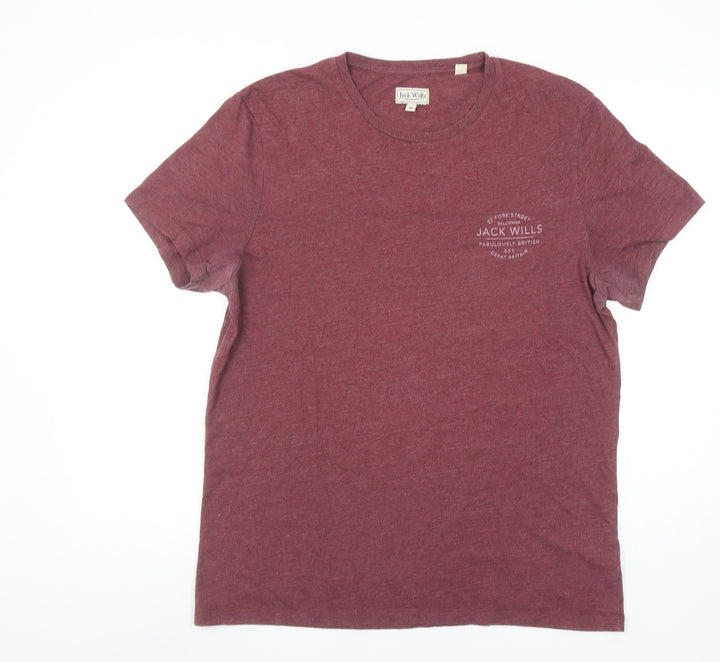 Jack Wills Men Red Marl Crew Neck Short Sleeve T-Shirt Size M Classic
