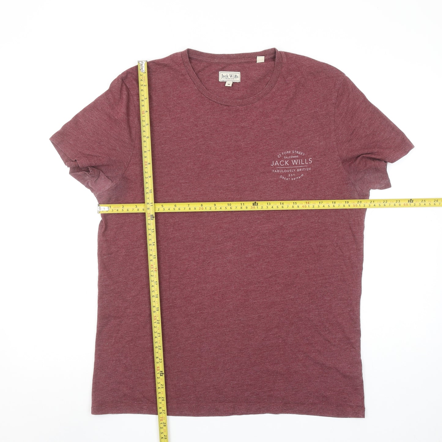 Jack Wills Men Red Marl Crew Neck Short Sleeve T-Shirt Size M Classic
