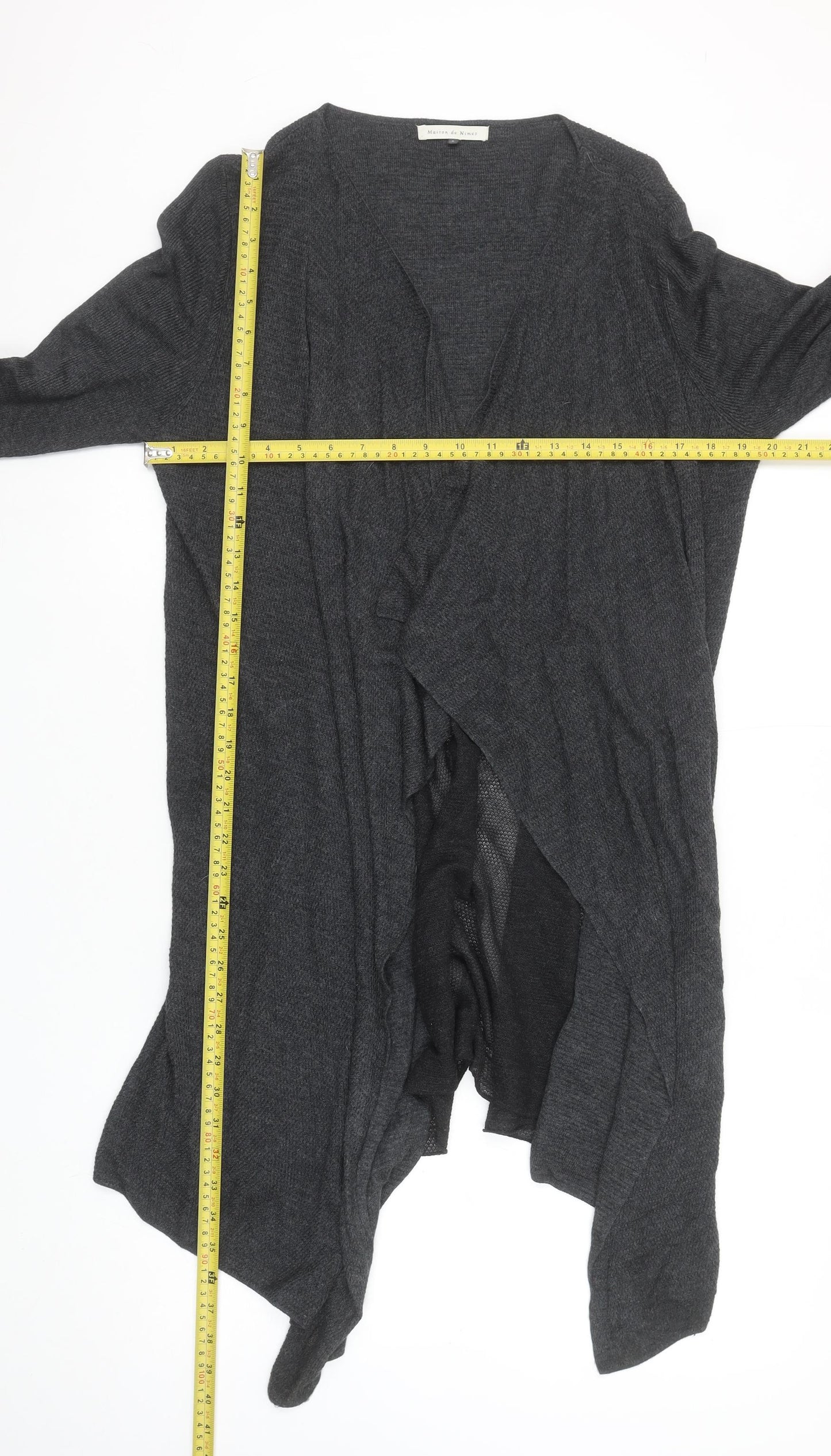 Maison de Nimes Womens Grey Longline Open Front Cardigan Size S