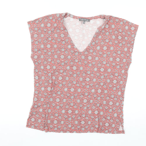 Laura Ashley Women's Pink Floral V-Neck Tunic Blouse UK 14