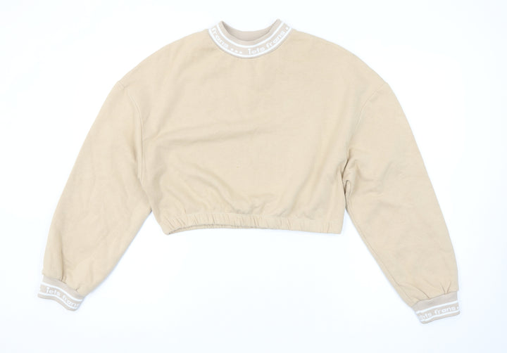Urban Outfitters Womens Beige Cropped Pullover Sweatshirt Size M