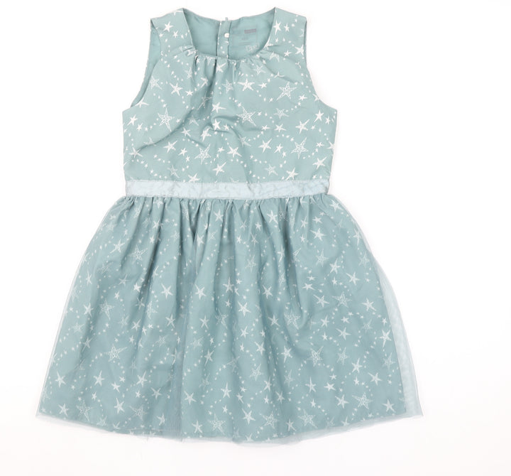 Name It Girls Blue Star Print Sleeveless A-Line Party Dress 7 Years