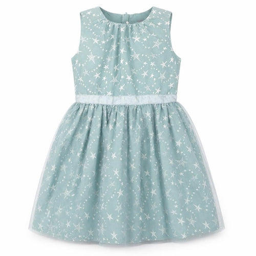 Name It Girls Blue Star Print Sleeveless A-Line Party Dress 7 Years