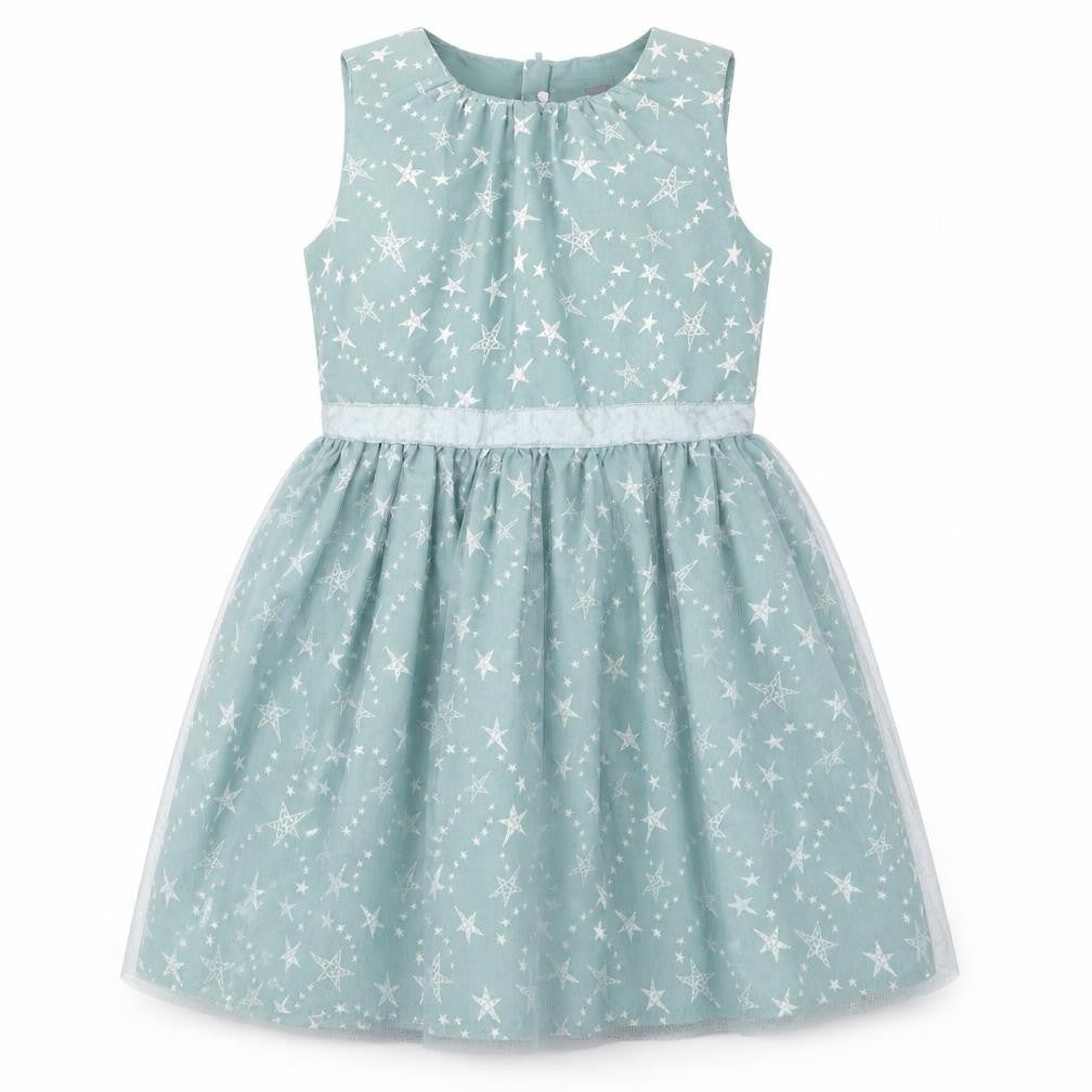 Name It Girls Blue Star Print Sleeveless A-Line Party Dress 7 Years