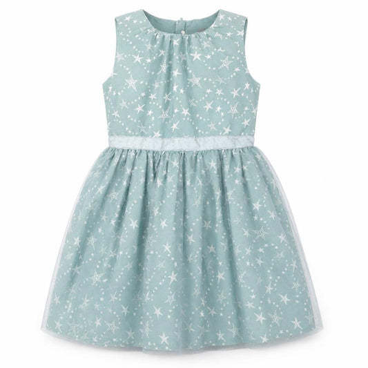 Name It Girls Blue Star Print Sleeveless A-Line Party Dress 7 Years
