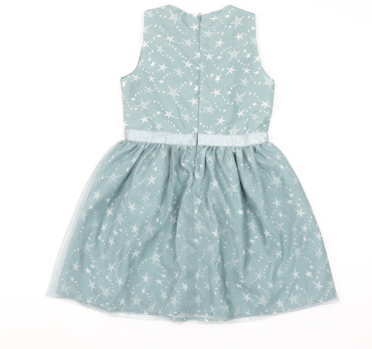 Name It Girls Blue Star Print Sleeveless A-Line Party Dress 7 Years