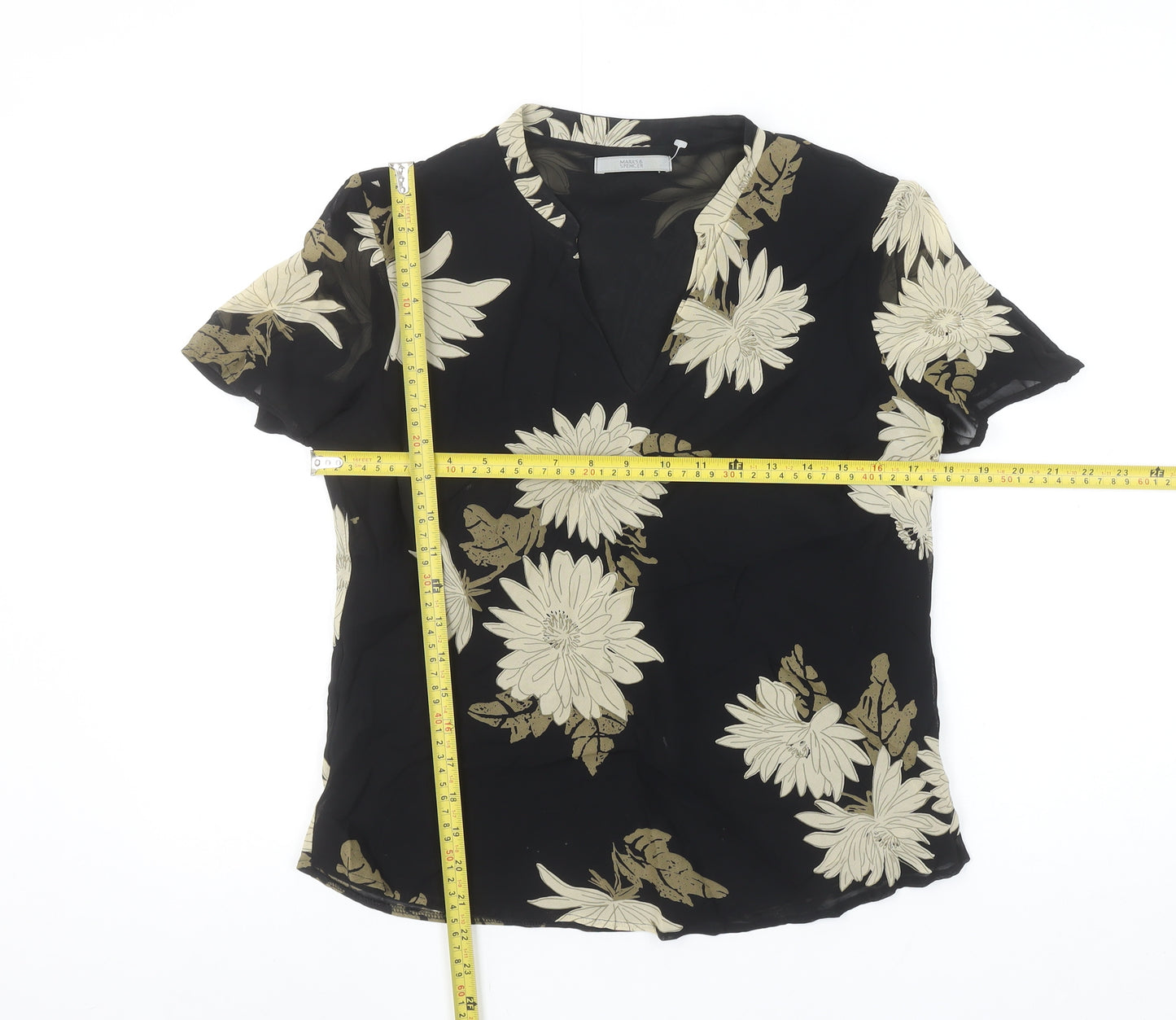 Marks and Spencer Women’s Black Floral Wrap Blouse Size 12