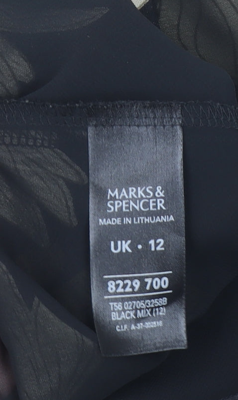 Marks and Spencer Women’s Black Floral Wrap Blouse Size 12