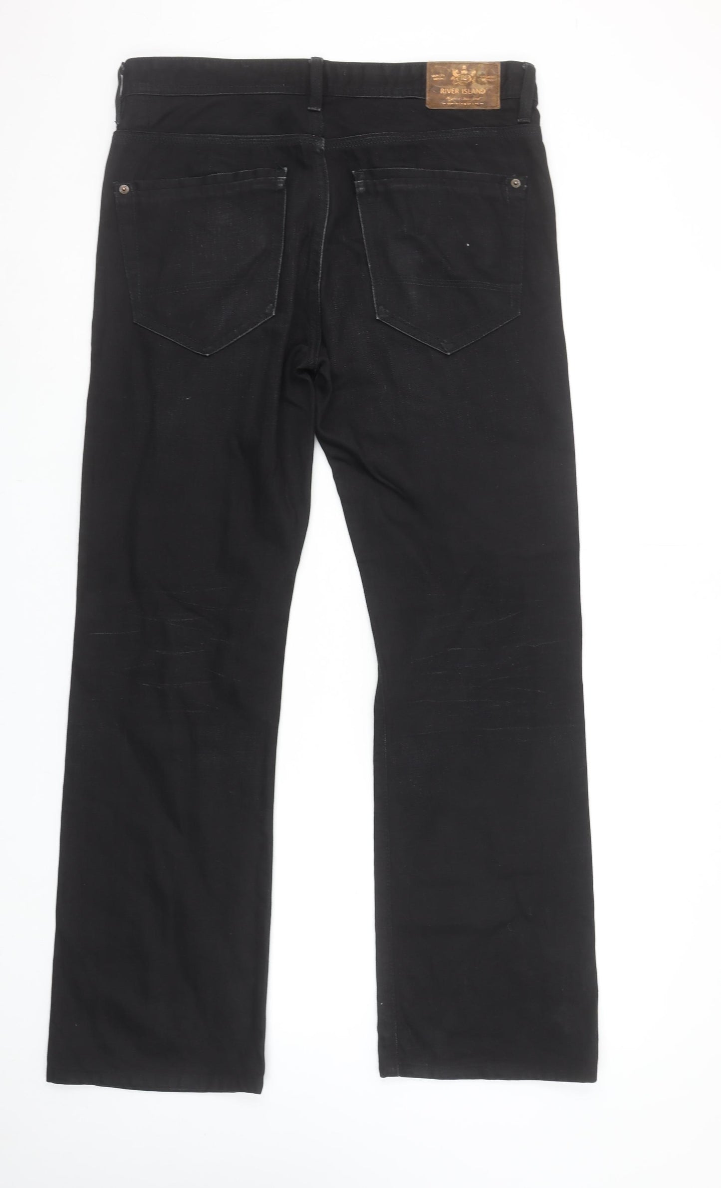 River Island Mens Black Straight Leg Regular Fit Jeans 32x32