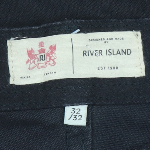 River Island Mens Black Straight Leg Regular Fit Jeans 32x32