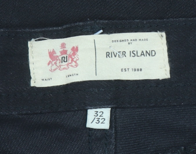 River Island Mens Black Straight Leg Regular Fit Jeans 32x32