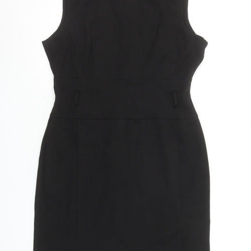 South Women Black Size 14 Sleeveless Sheath Knee Length Dress