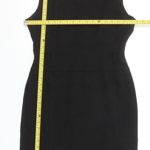 South Women Black Size 14 Sleeveless Sheath Knee Length Dress