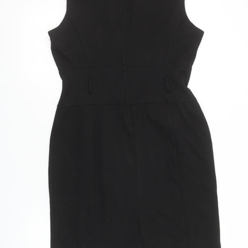 South Women Black Size 14 Sleeveless Sheath Knee Length Dress