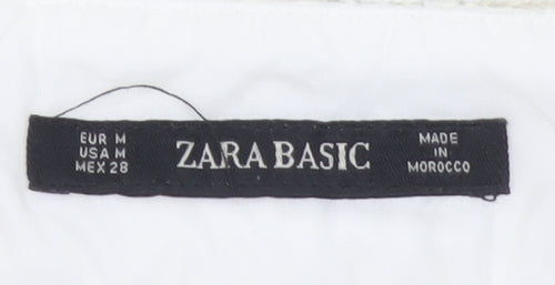 Zara Women Ivory Tweed Zip Mini Skirt Size 12 High Waist