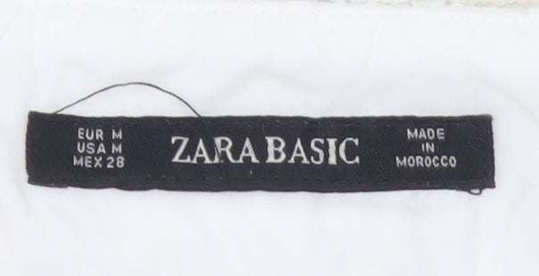 Zara Women Ivory Tweed Zip Mini Skirt Size 12 High Waist