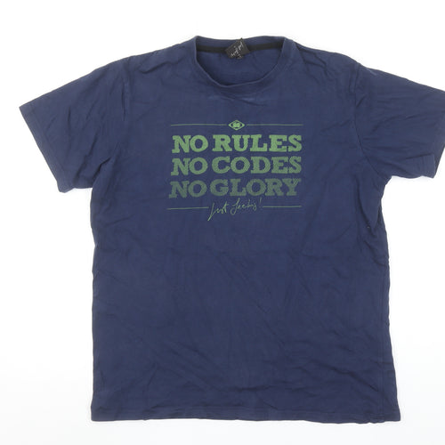 Nograd Men's Blue Graphic Cotton Crew Neck T-Shirt Size S