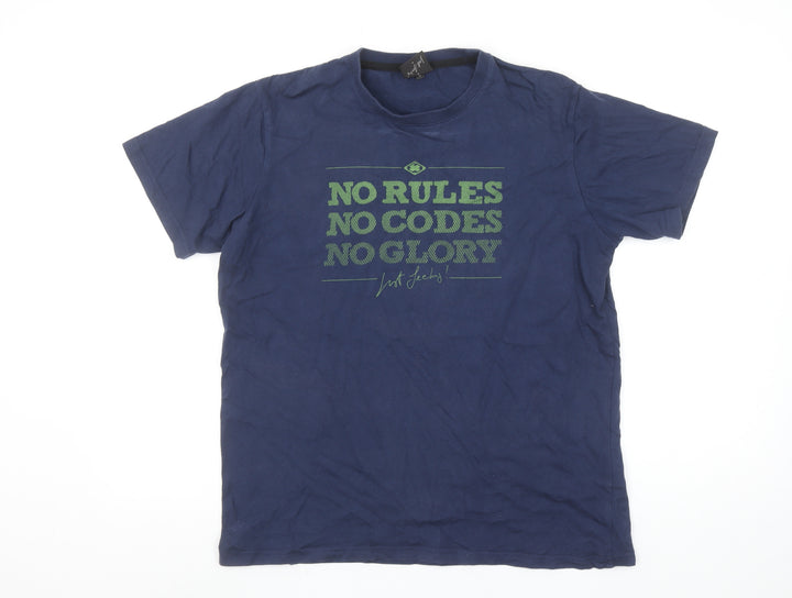 Nograd Men's Blue Graphic Cotton Crew Neck T-Shirt Size S
