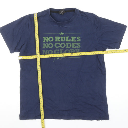 Nograd Men's Blue Graphic Cotton Crew Neck T-Shirt Size S