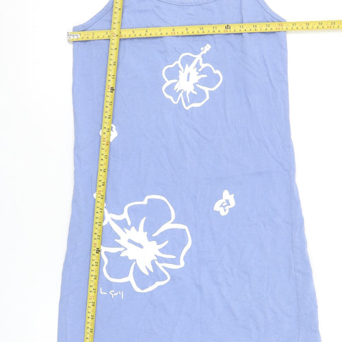 Le Gall Women’s Blue Floral Cotton Slip Dress Size 10 Summer Casual