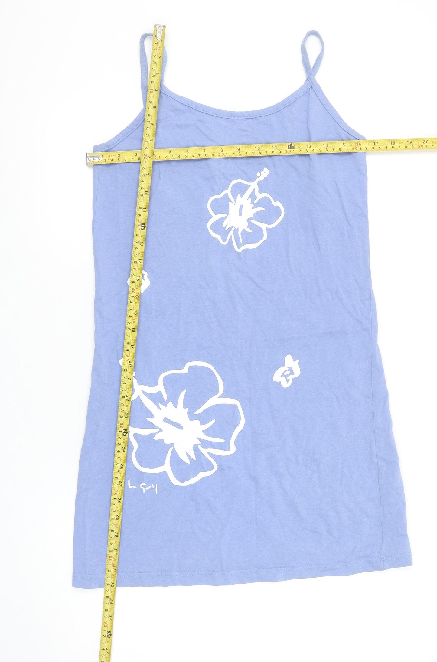 Le Gall Women’s Blue Floral Cotton Slip Dress Size 10 Summer Casual