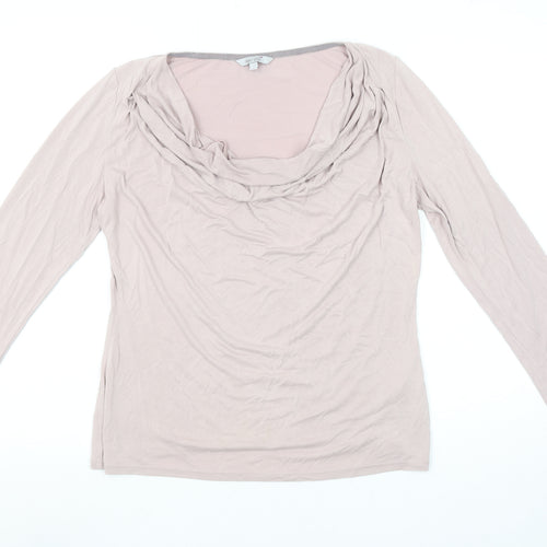 Marks and Spencer Per Una Beige Cowl Neck Long Sleeve Blouse UK 12