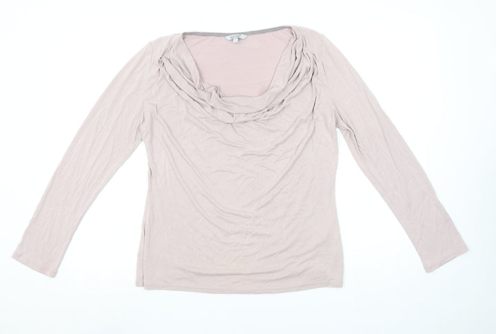 Marks and Spencer Per Una Beige Cowl Neck Long Sleeve Blouse UK 12