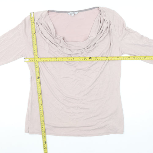 Marks and Spencer Per Una Beige Cowl Neck Long Sleeve Blouse UK 12