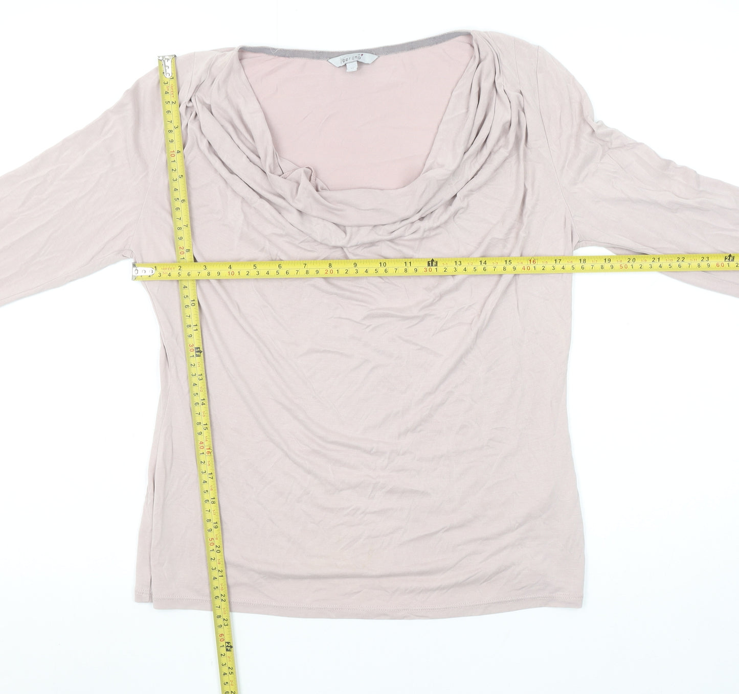 Marks and Spencer Per Una Beige Cowl Neck Long Sleeve Blouse UK 12