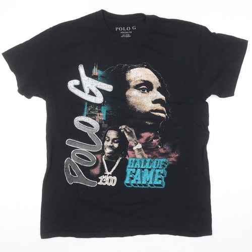 Polo G Men's Black Hall of Fame Graphic Cotton T-Shirt Medium