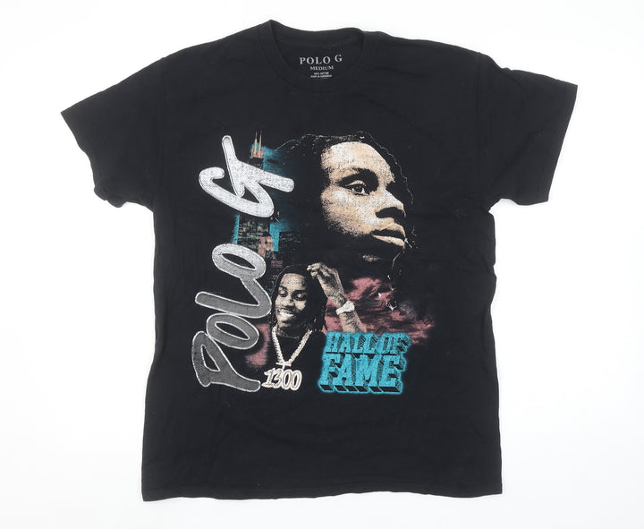 Polo G Men's Black Hall of Fame Graphic Cotton T-Shirt Medium