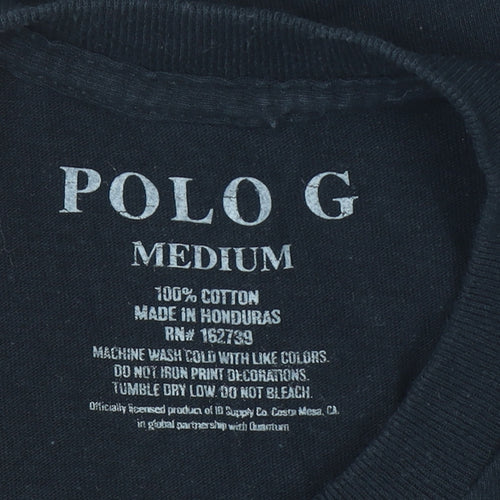 Polo G Men's Black Hall of Fame Graphic Cotton T-Shirt Medium