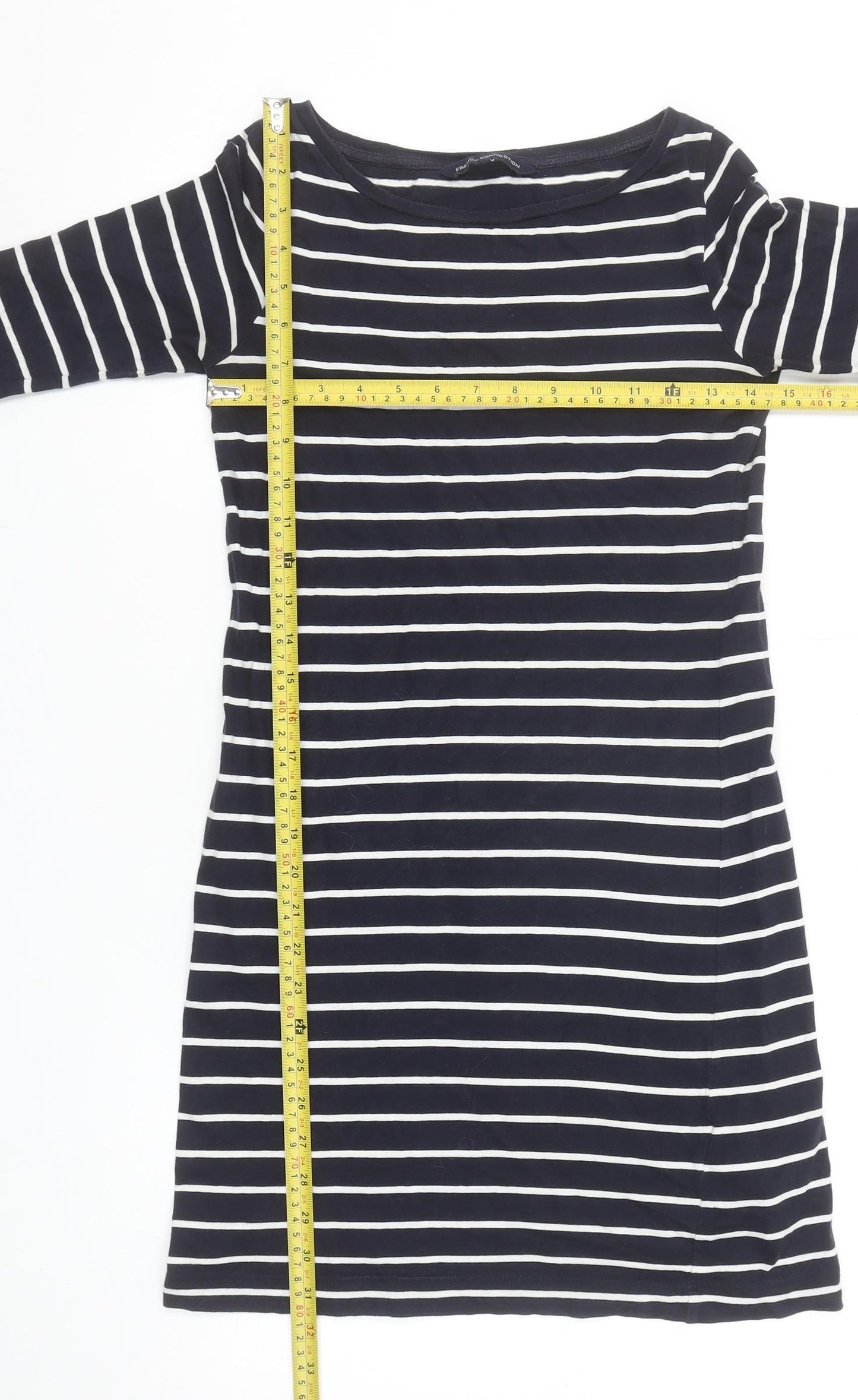 French Connection Women's Blue Striped Jersey Shift Dress Size 6