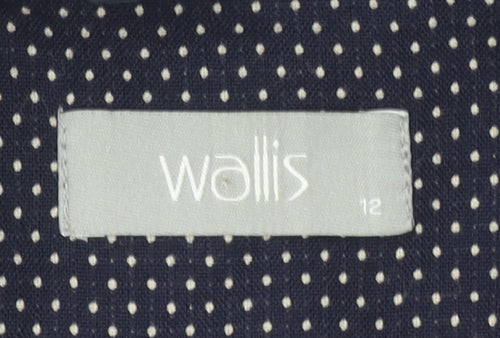 Wallis Women Navy Blue Polka Dot Blazer Size 12 Lined Tailored Jacket