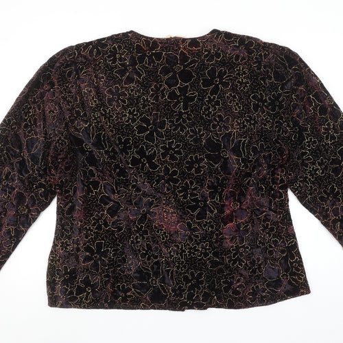 Fosby London Women's Black Floral Velvet Suit Jacket Size 20