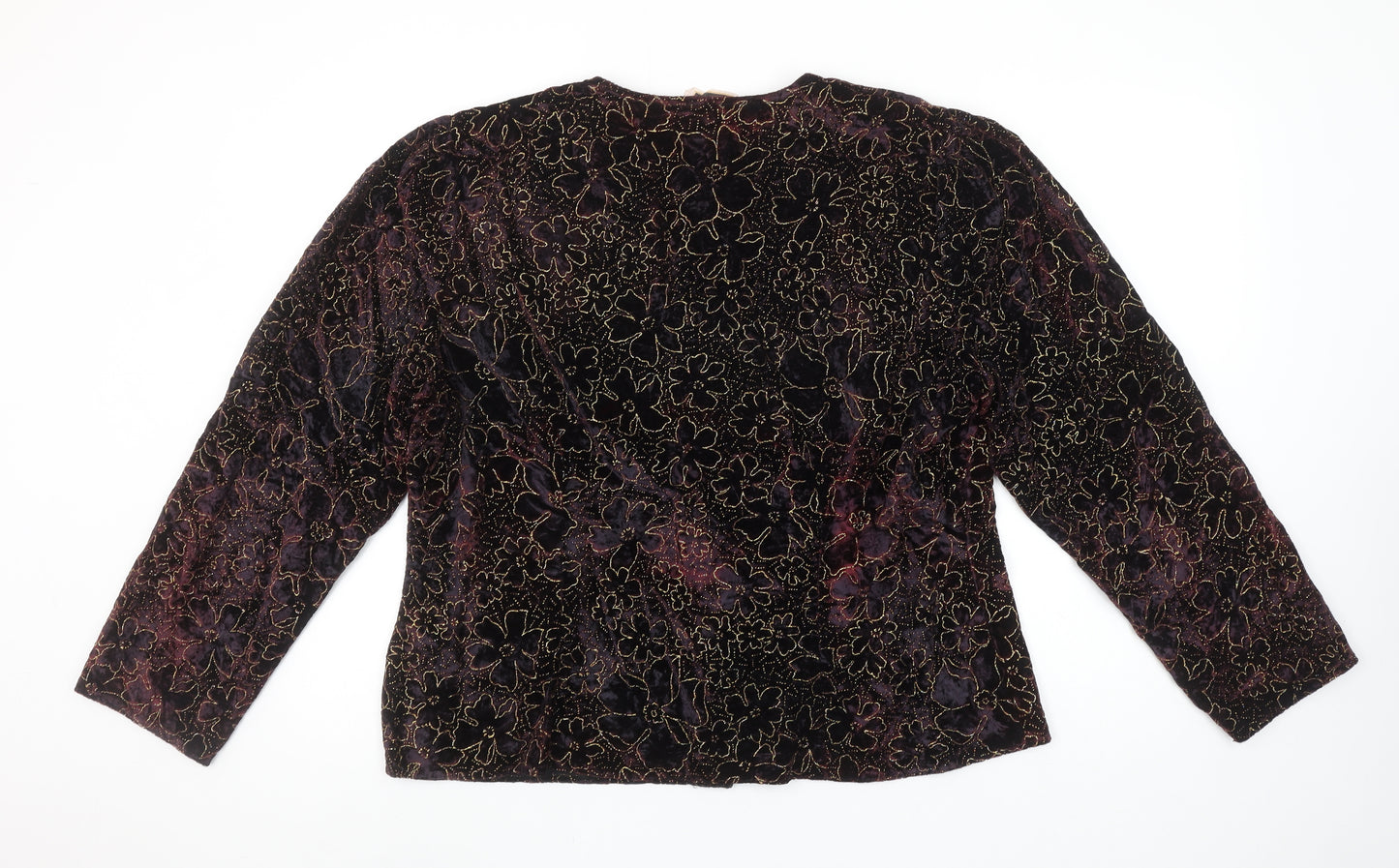 Fosby London Women's Black Floral Velvet Suit Jacket Size 20