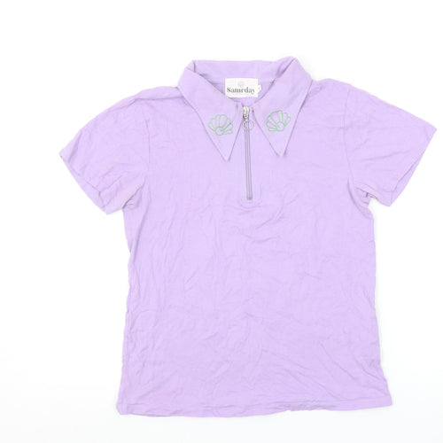 Saturday by Megan Ellaby Womens Purple Cotton Polo Shirt Size S