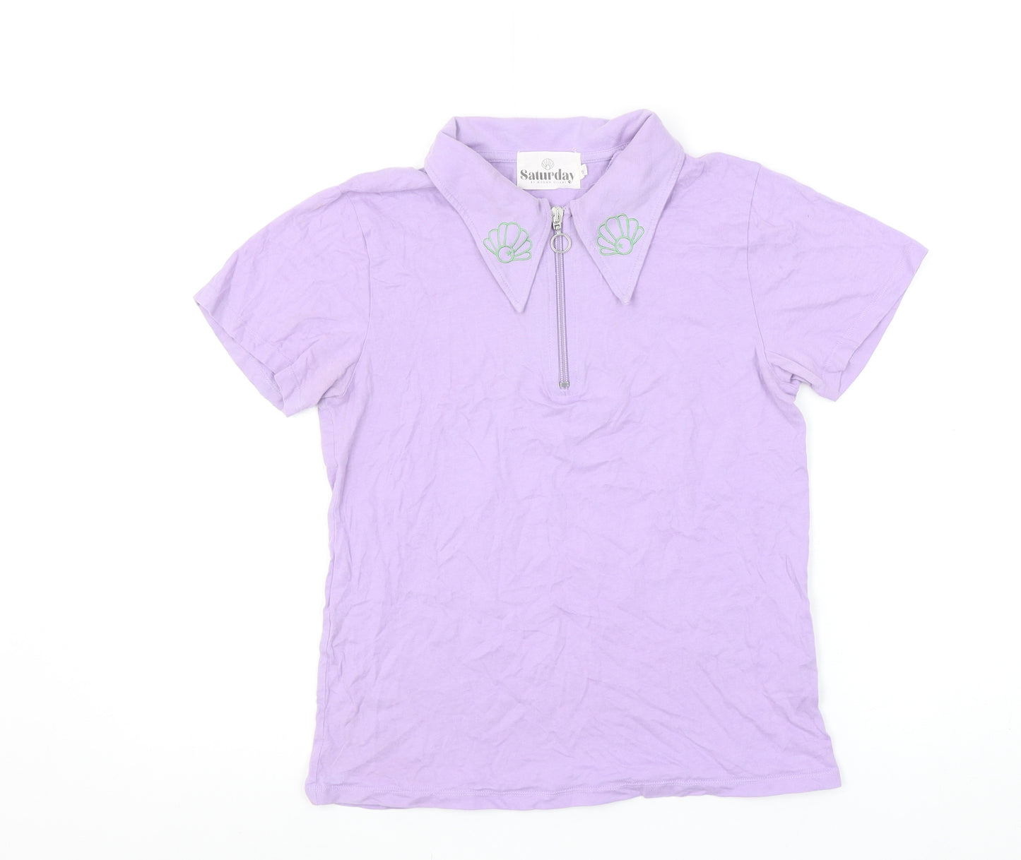 Saturday by Megan Ellaby Womens Purple Cotton Polo Shirt Size S