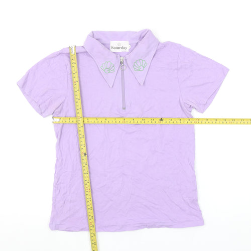 Saturday by Megan Ellaby Womens Purple Cotton Polo Shirt Size S