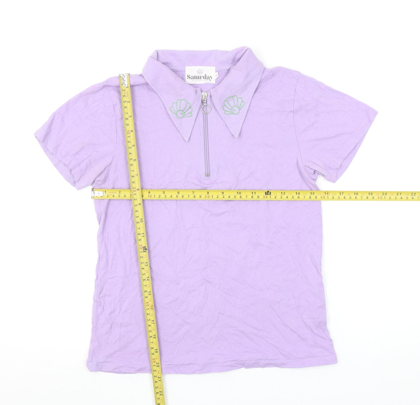 Saturday by Megan Ellaby Womens Purple Cotton Polo Shirt Size S