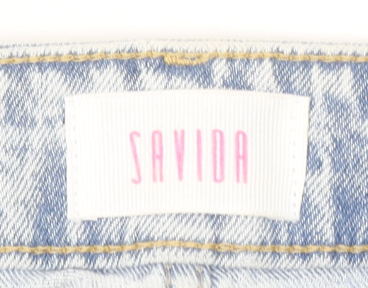 Savida Women Blue Size 14 Rhinestone Straight Denim Jeans