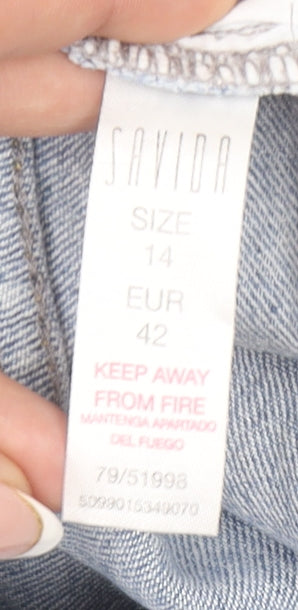 Savida Women Blue Size 14 Rhinestone Straight Denim Jeans
