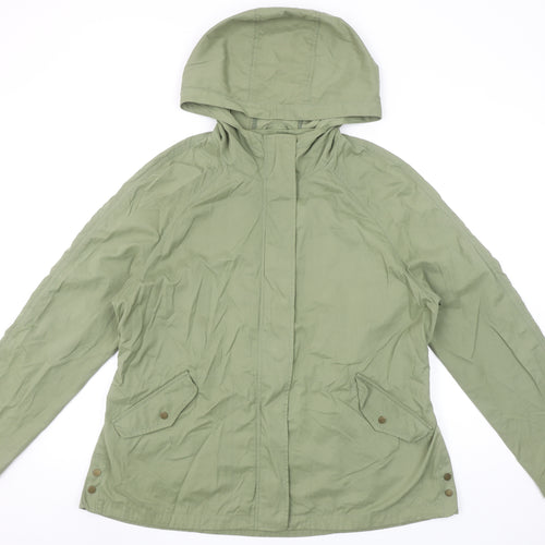 C&A Women's Green Anorak Jacket Size 14 Hooded Lightweight Casual