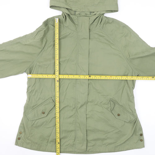 C&A Women's Green Anorak Jacket Size 14 Hooded Lightweight Casual